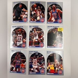 Vintage 1989-90 NBA Hoops Detroit Pistons Basketball Card Lot